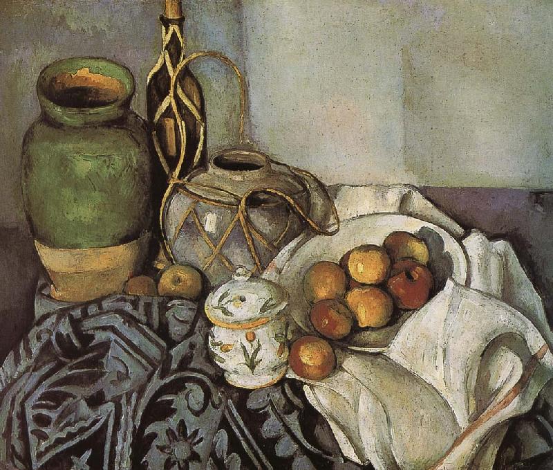 Paul Cezanne bottle of still life of fruit oil painting picture